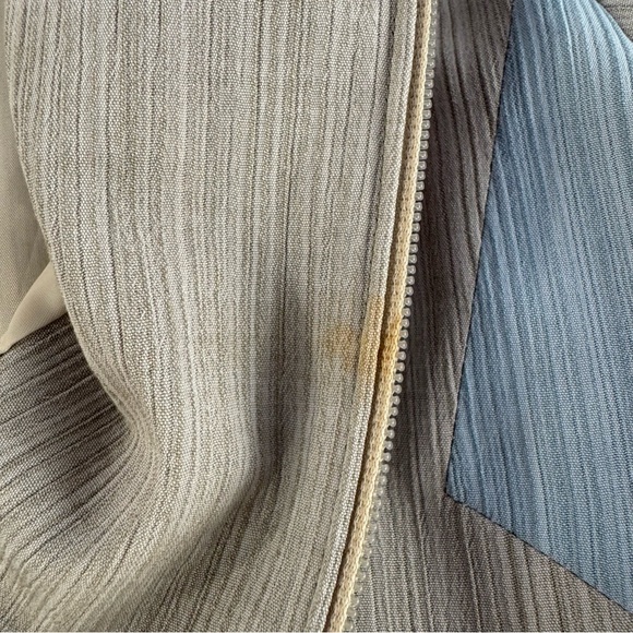 Vintage Joyce Petite 1980s pink, blue and beige zippered geometric top medium - Picture 14 of 16